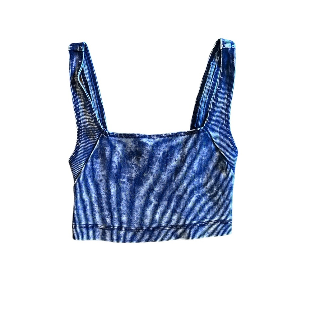Denim Tank Top Ribbed Bralette Crop